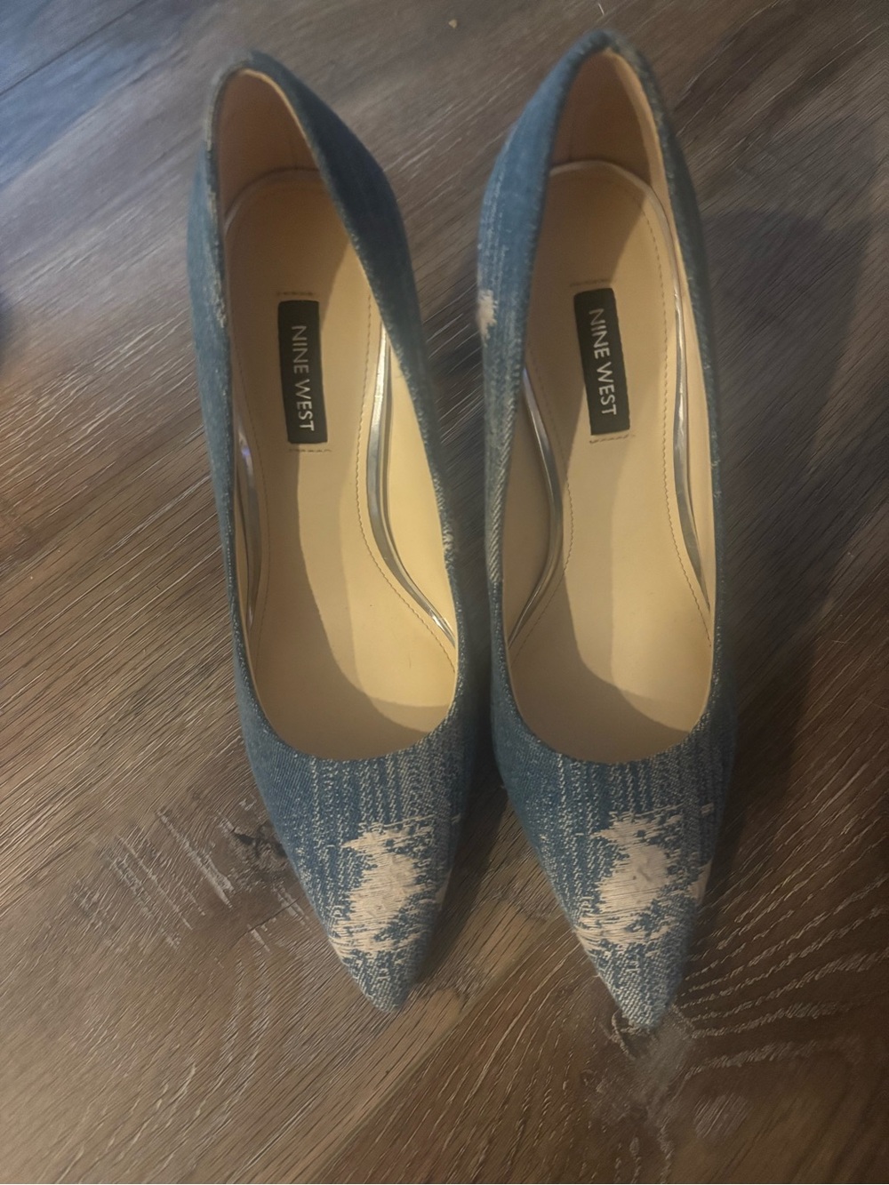 Nine West Women's Distressed Denim Pointed Toe Pumps - Blue